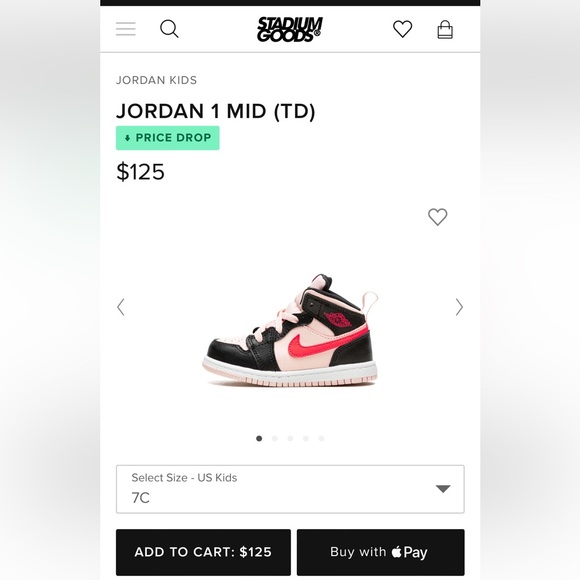 JORDAN - 1 MID 7C TODDLER ATMOSPHERE INFRARED 23 BLACK - Picture 9 of 9